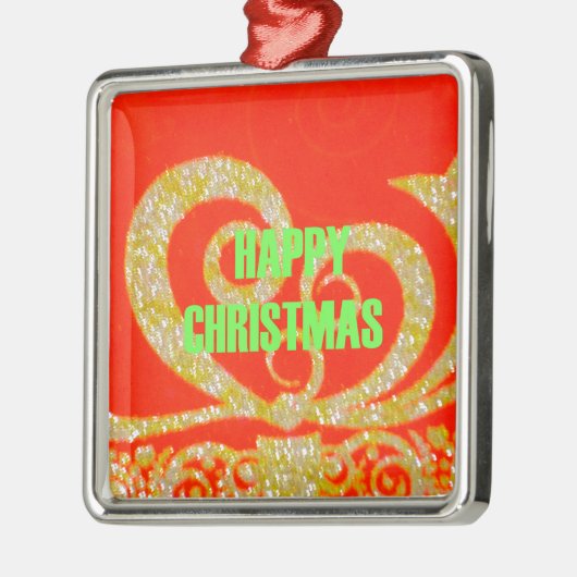 Fijne kerstdagen rood en goud Collectie. Metalen Ornament (Links)