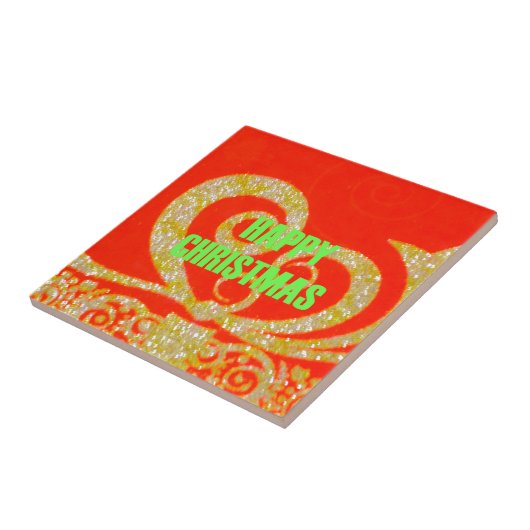 Fijne kerstdagen rood en goud Collectie. Tegeltje (Zijkant)