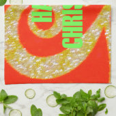 Fijne kerstdagen rood en goud Collectie. Theedoek (Gevouwen)