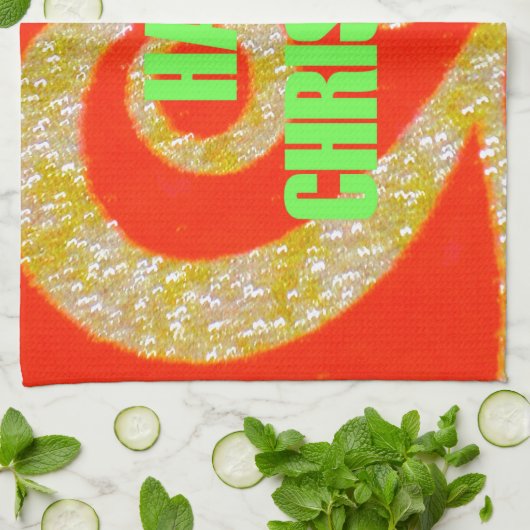 Fijne kerstdagen rood en goud Collectie. Theedoek (Gevouwen)