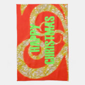 Fijne kerstdagen rood en goud Collectie. Theedoek (Verticaal)