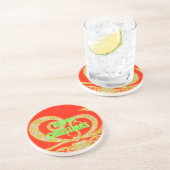 Fijne kerstdagen rood en goud Collectie. Zandsteen Onderzetter (Zijkant)