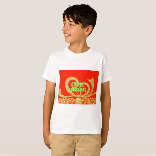 Fijne kerstdagen rood en goud t-shirt (Voorkant volledig)