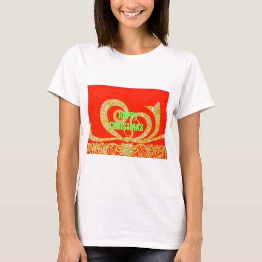Fijne kerstdagen rood en goud t-shirt (Voorkant)