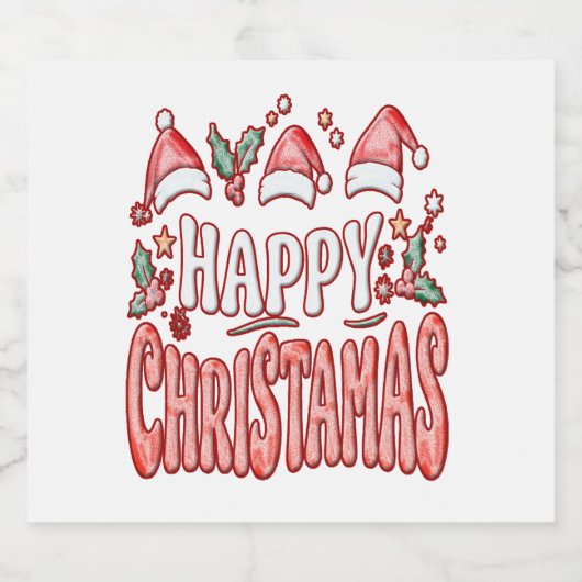 Fijne kerstdagen sparkling wijnetiket (Enkel label)