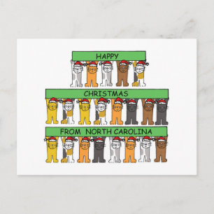 Fijne kerstdagen uit North Carolina, Cats. Feestdagenkaart