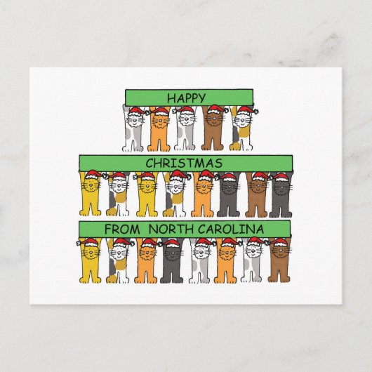 Fijne kerstdagen uit North Carolina, Cats. Feestdagenkaart (Voorkant)