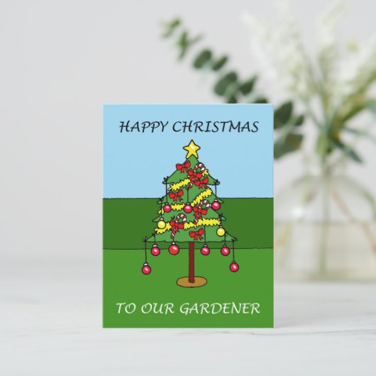 Fijne kerstdagen voor onze tuinman feestdagenkaart (Staand voorkant)