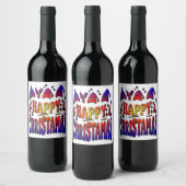 Fijne kerstdagen wijn etiket (Flessen)