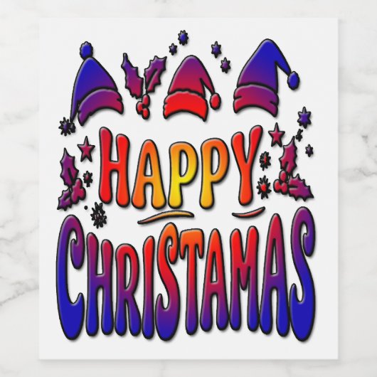 Fijne kerstdagen wijn etiket (Enkel label)