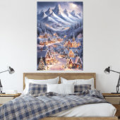 Fijne Kerstfeest Winter Wonderland Greeting Card  Canvas Afdruk (Insitu (Slaapkamer))