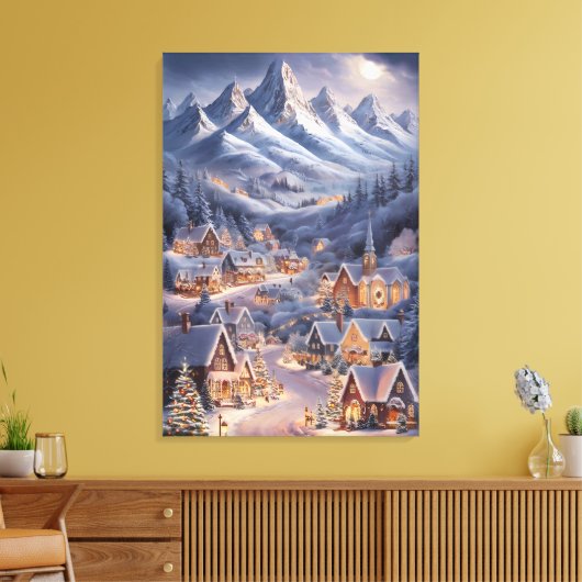 Fijne Kerstfeest Winter Wonderland Greeting Card Canvas Afdruk (Insitu (Woonkamer))