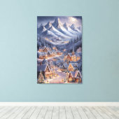 Fijne Kerstfeest Winter Wonderland Greeting Card Canvas Afdruk (Insitu (Houten vloer))