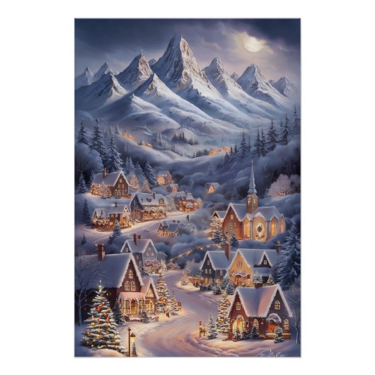 Fijne Kerstfeest Winter Wonderland Greeting Card  Perfect Poster (Voorkant)