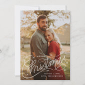 Fijne kerstfoto met de hand-Lettering Feestdagenkaart (Voorkant)