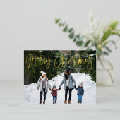 Fijne kerstfoto van het whimsical Gold Script Folie Feestdagen Briefkaart (Staand Voorkant)