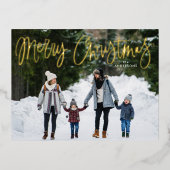 Fijne kerstfoto van het whimsical Gold Script Folie Feestdagen Briefkaart (Voorkant)