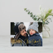 Fijne kerstfoto van het whimsical Gold Script Folie Feestdagen Briefkaart (Staand Voorkant)