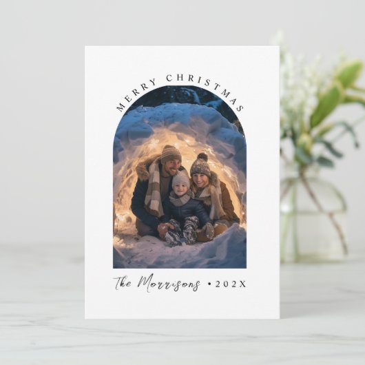 Fijne kerstfoto's op maat van kerstgerei feestdagenkaart (Staand voorkant)