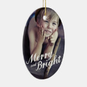 Fijne kerstfoto's voor Merry & Bright Happy Keramisch Ornament (Rechts)