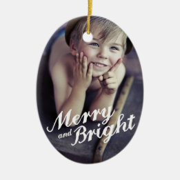 Fijne kerstfoto's voor Merry & Bright Happy Keramisch Ornament