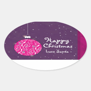 Fijne kerstglinsterende knuppel ovale sticker