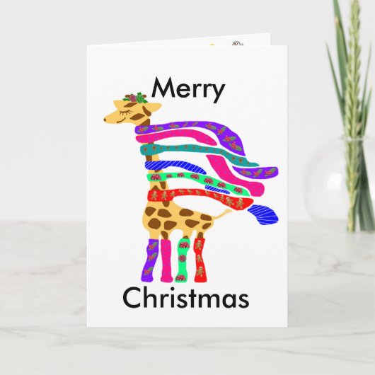 Fijne kerstkaart Giraffe blanco Feestdagen Kaart (Voorkant)