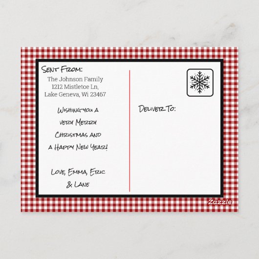 Fijne kerstkaart met rode randkaart briefkaart (Achterkant)