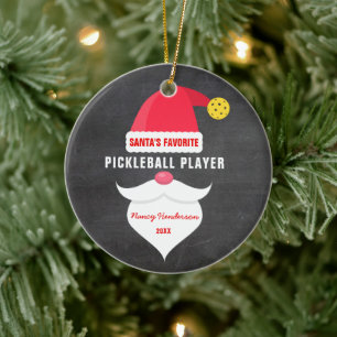 Fijne kerstkerstman's favoriete Picklebalspeler Keramisch Ornament