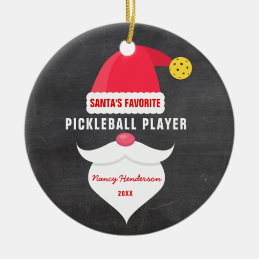 Fijne kerstkerstman's favoriete Picklebalspeler Keramisch Ornament (Voorkant)