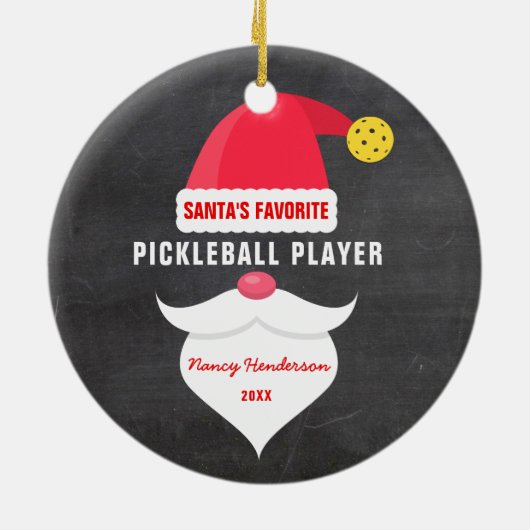Fijne kerstkerstman's favoriete Picklebalspeler Keramisch Ornament (Achterkant)