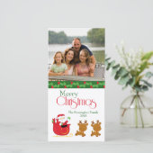 Fijne kerstkerstsanta sleigh-fotokaart feestdagenkaart (Staand voorkant)