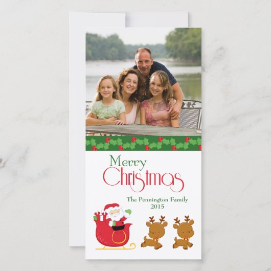 Fijne kerstkerstsanta sleigh-fotokaart feestdagenkaart (Voorkant)
