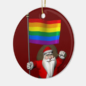 Fijne kerstman met de vlag van de Gay Pride-regenb Keramisch Ornament (Links)