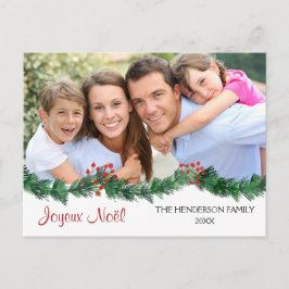 Fijne Kerstmis French Script Photo Card Feestdagenkaart