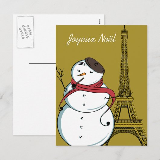 Fijne Kerstmis Snowman Feestdagenkaart (Voorkant / Achterkant)