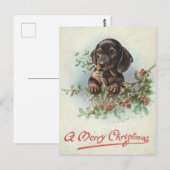 Fijne Kerstmis Teckel Briefkaart (Voorkant / Achterkant)