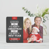 Fijne kerstpreppy Chalkboard 2014-fotokaart Feestdagenkaart (Staand voorkant)