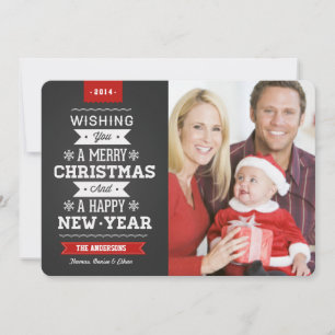 Fijne kerstpreppy Chalkboard 2014-fotokaart Feestdagenkaart