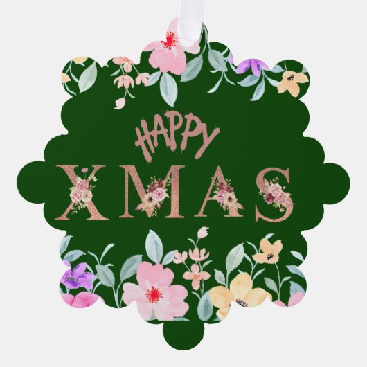 Fijne kerstvakantie ornament kaart (Voorkant)