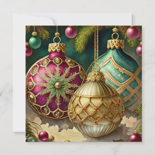 Fijne kerstversieringen op maat feestdagenkaart (Voorkant)