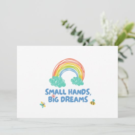 Fijne kinderdag Kleine Handen, Grote Dromen Bedankkaart (Staand voorkant)