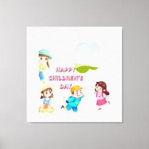 Fijne kinderdag Mooie kinder muur Canvas Afdruk