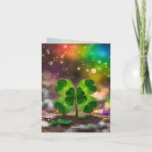 Fijne klavertjevier in het zonlicht feestdagen kaart (Achterkant)