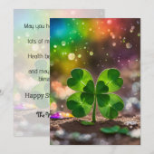 Fijne klavertjevier in het zonlicht feestdagenkaart (Voorkant / Achterkant)