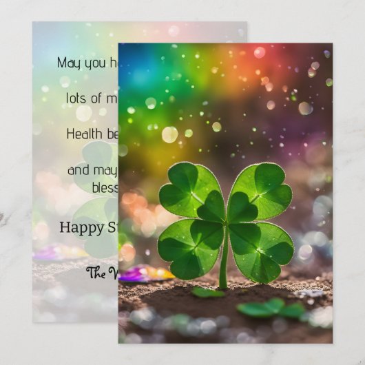 Fijne klavertjevier in het zonlicht feestdagenkaart (Voorkant / Achterkant)