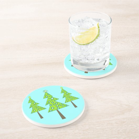 Fijne kleine bomen zandsteen onderzetter (Zijkant)