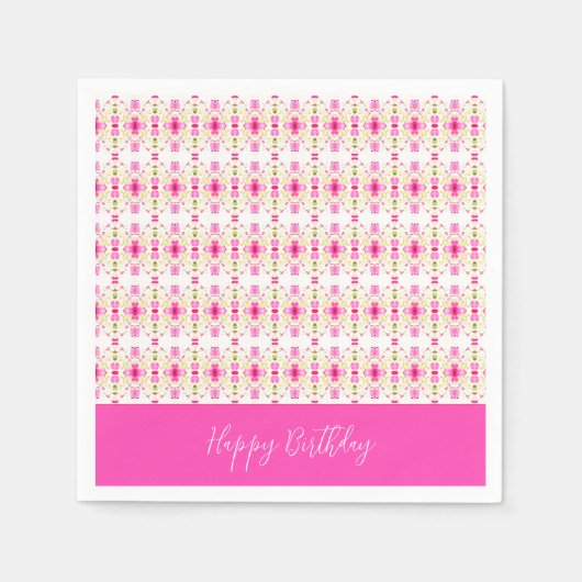 Fijne kleine roze bloempatroon servet (Voorkant)