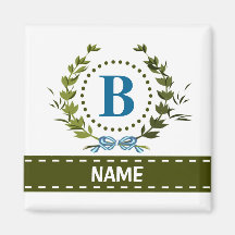 Fijne klimopkrans en naam lint met monogram B
