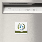 Fijne klimopkrans en naamlint met monogram O Magneet (Insitu (Vaatwasser))